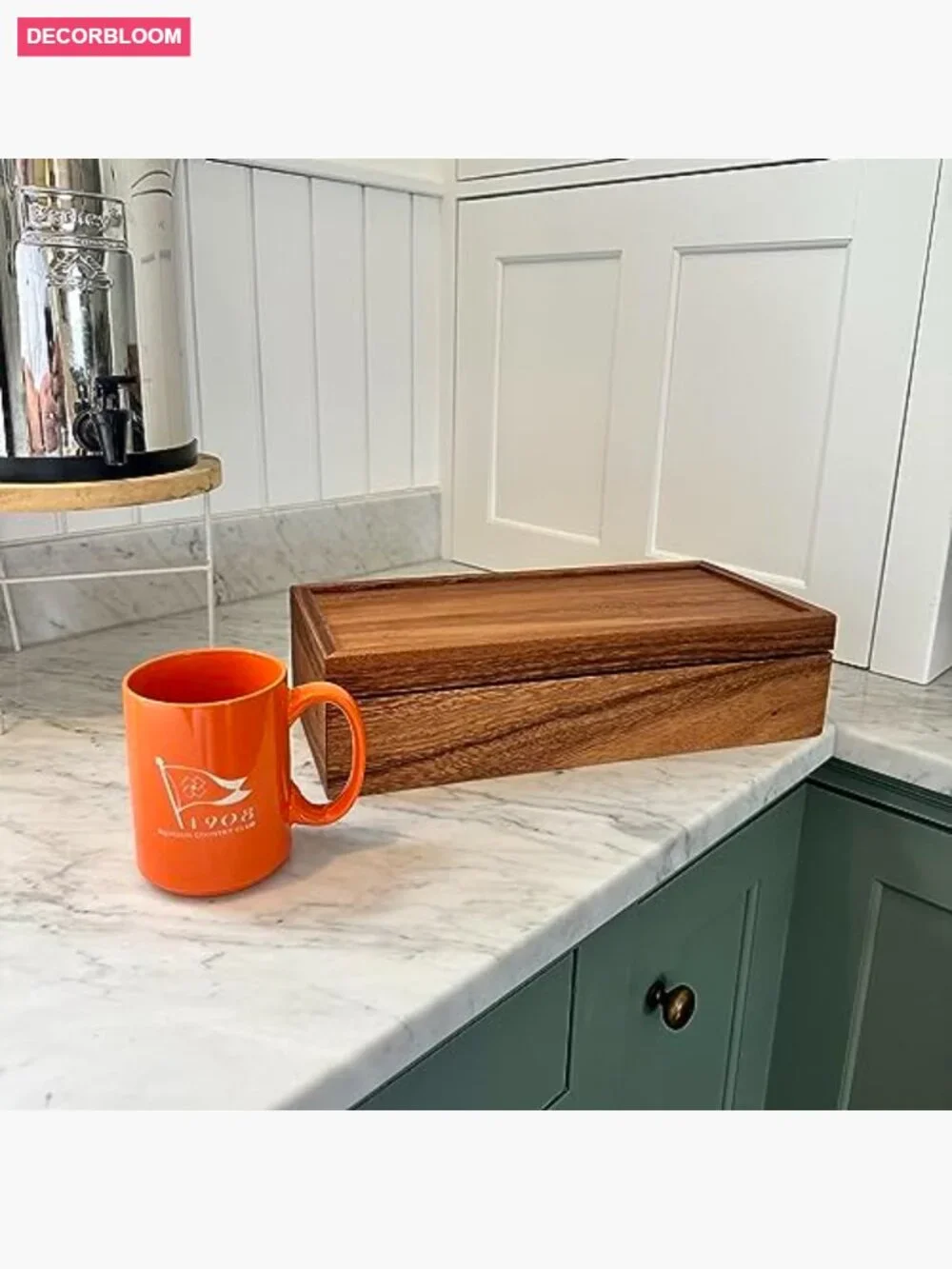 Extra Large Wooden Tea Box, 10 Compartment Acacia Chest